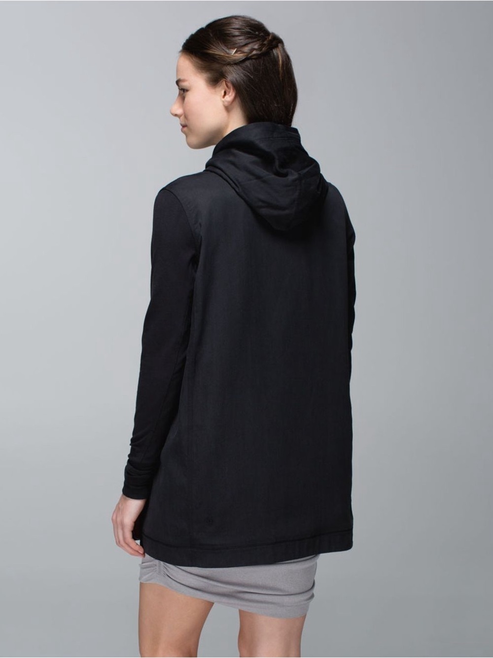 Lululemon Blissed Out Wrap Black Asymmetrical Hooded Sweater Size 6 - Picture 3 of 14